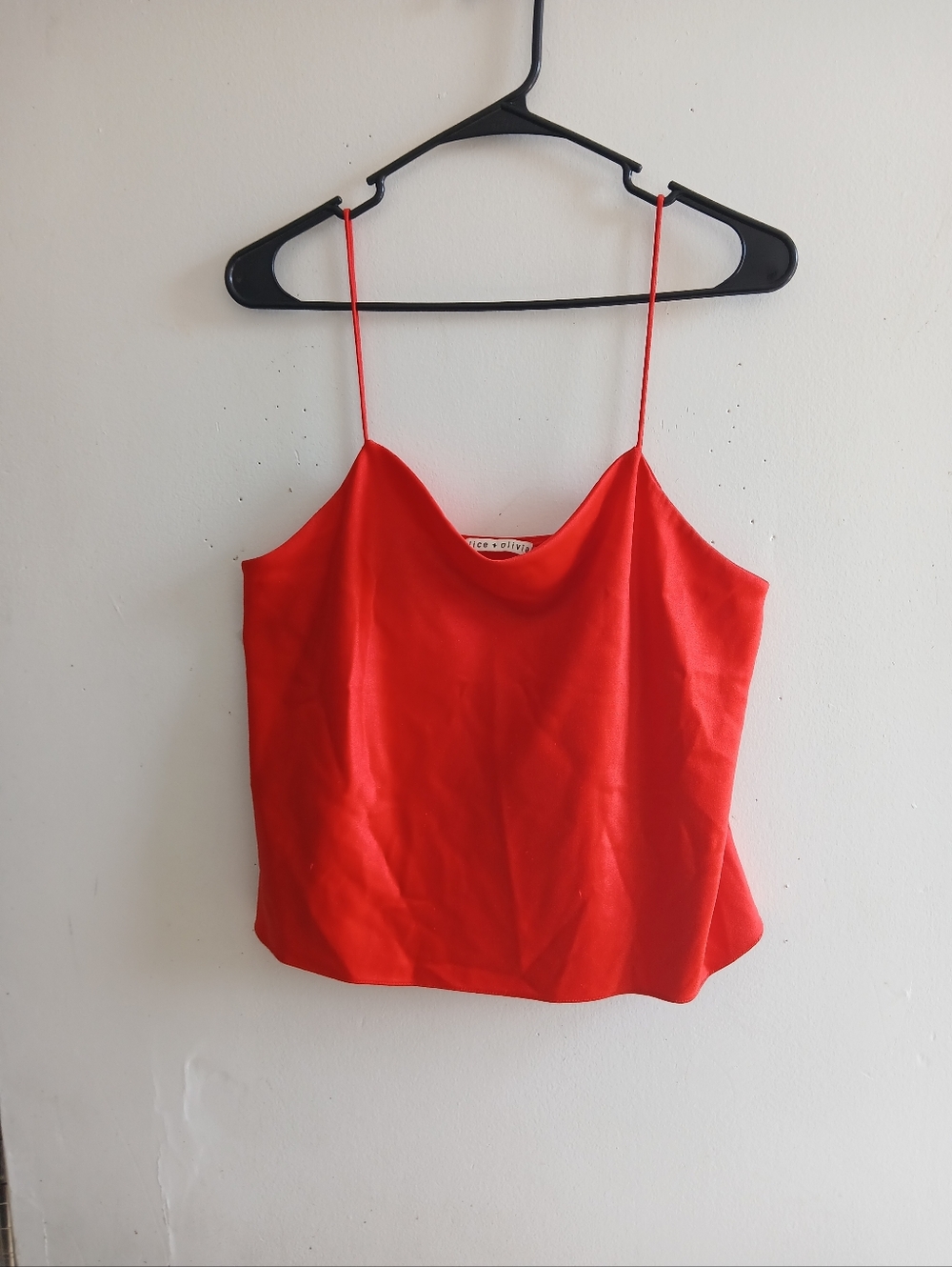 Alice + Olivia Bright Red Satin Cowl Neck Camisole